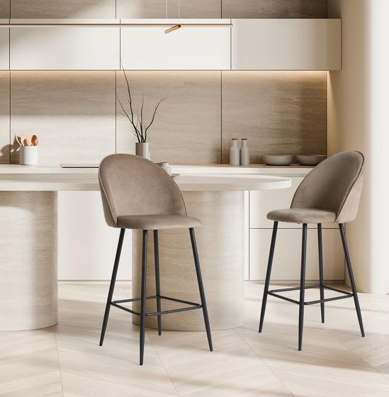 Velvet bar chairs - set of 2 - Simple Taupe - in the kitchen