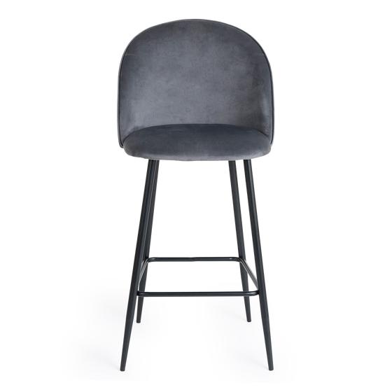 Velvet bar chairs - set of 2 - Granite Grey - front view
