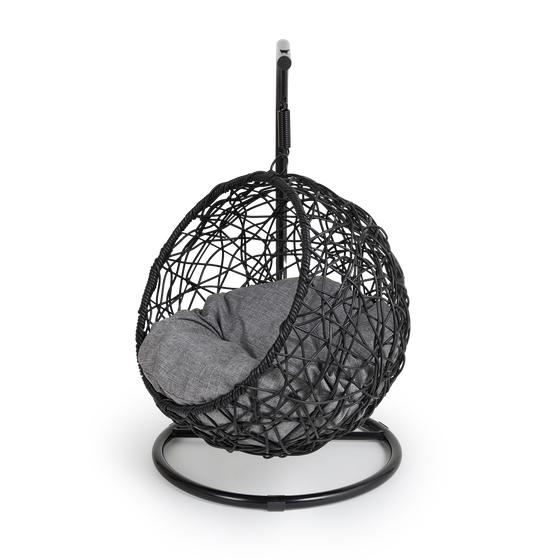 Hanging chair for cats – black / anthracite - angled view