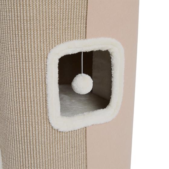 Luxury cat scratching barrel - beige - close-up of opening