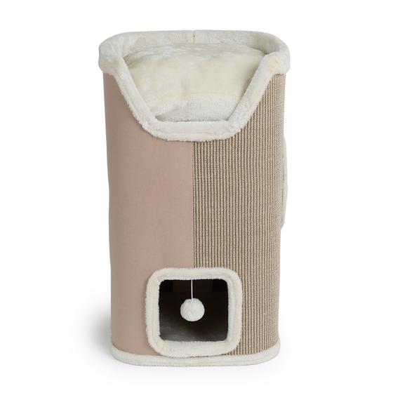 Luxury cat scratching barrel - beige - front view