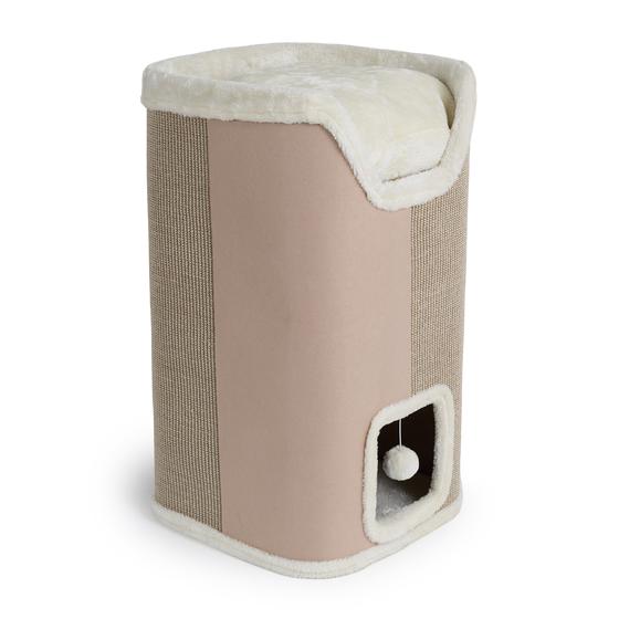 Luxury cat scratching barrel - beige - side front view