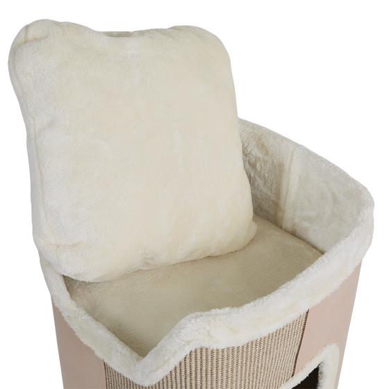 Luxury cat scratching barrel - beige - cushion on platform