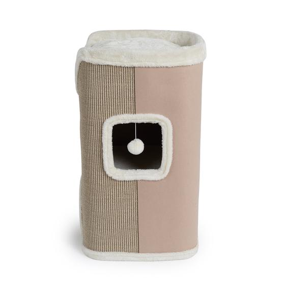 Luxury cat scratching barrel - beige - side view