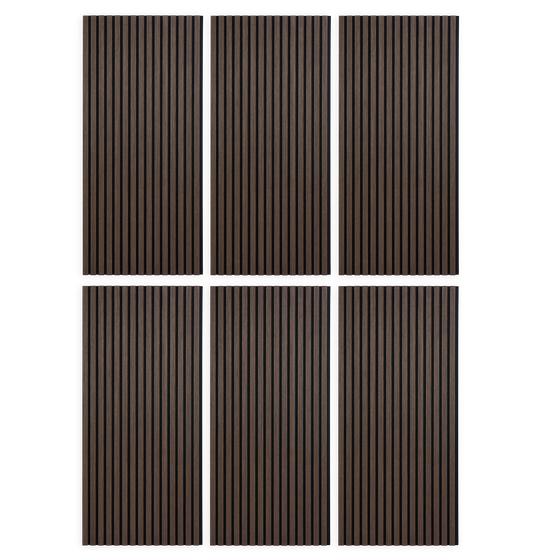 Walnut-look acoustic wall panels - 6 pieces