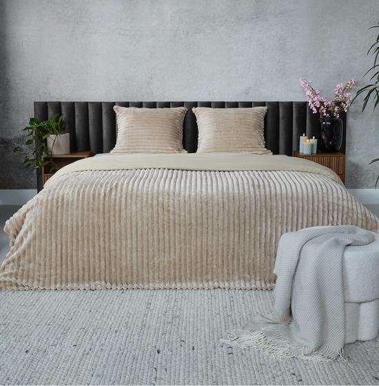 Teddy taupe ribbed duvet cover – 240 x 200/220 cm | double