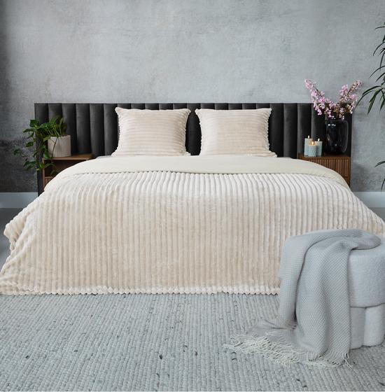 Teddy cream white ribbed duvet cover – 240 x 200/220 cm | double
