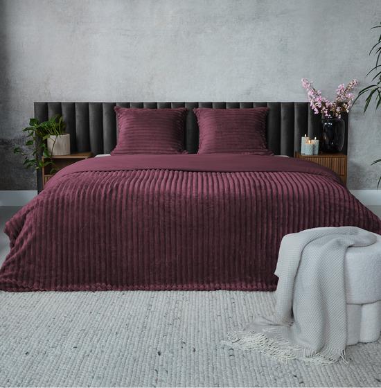 Teddy burgundy red ribbed duvet cover – 200 x 200/220 cm | double