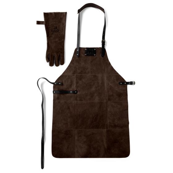 BBQ apron and glove - Brown from the Big Jeff brand