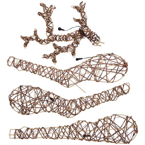 Rattan reindeer with LED lights - different parts