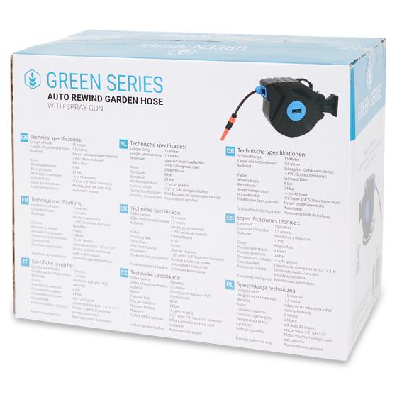 Packaging back of the garden hose with wall reel