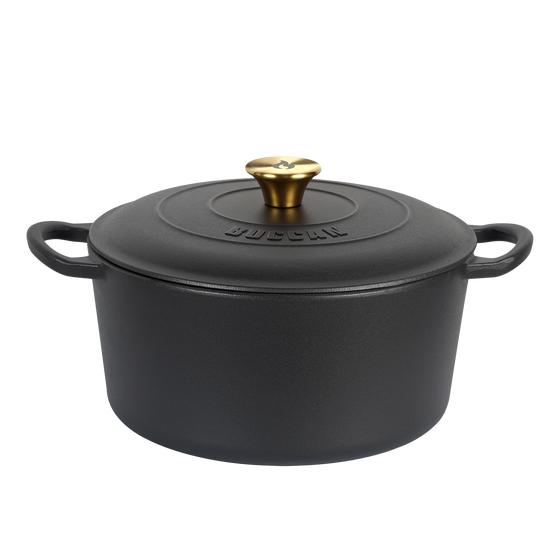 Cast iron Dutch oven with lid - angled view