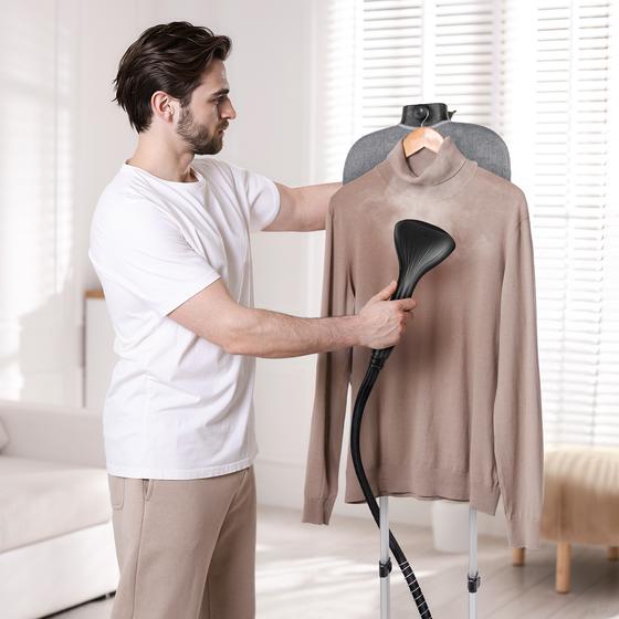 Hyundai clothes steamer with ironing board - in use