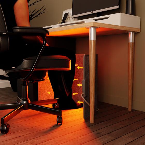 Infrared leg heater in use