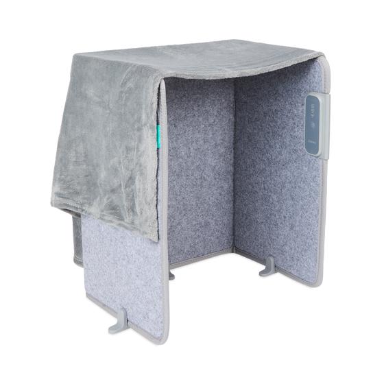 Sinji infrared heating panel - foldable side view with blanket