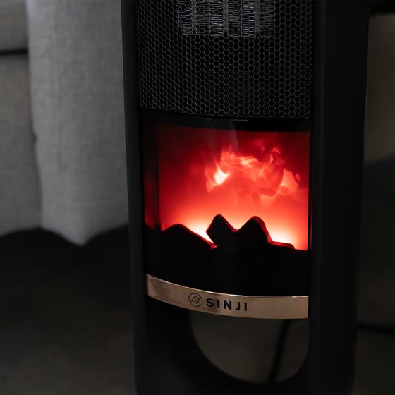 Flames on Sinji Flame Tower Heater