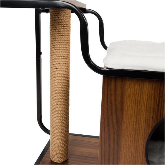Cat furniture with scratching post and hideaway - close-up of scratching post