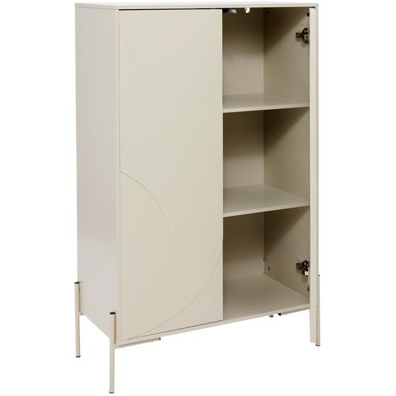 Cabinet – beige – side view with one open door