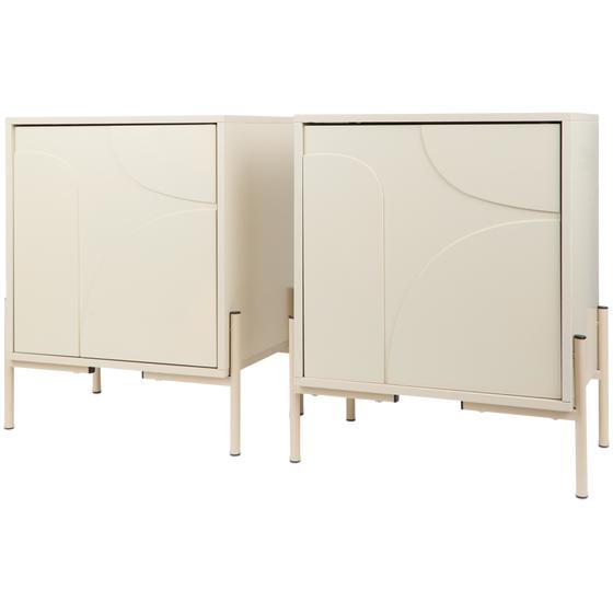 Nachtkastje 2 stuks – beige Set van 2 | 43 x 30 x 52 cm