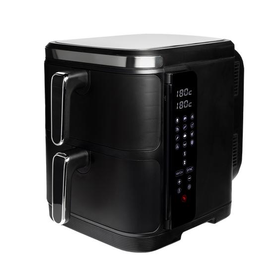 Double air fryer 2 x 5.5L CO120724 – 2800 watt – XL 11L capacity – 12 programmes + sync function – with 2 trays