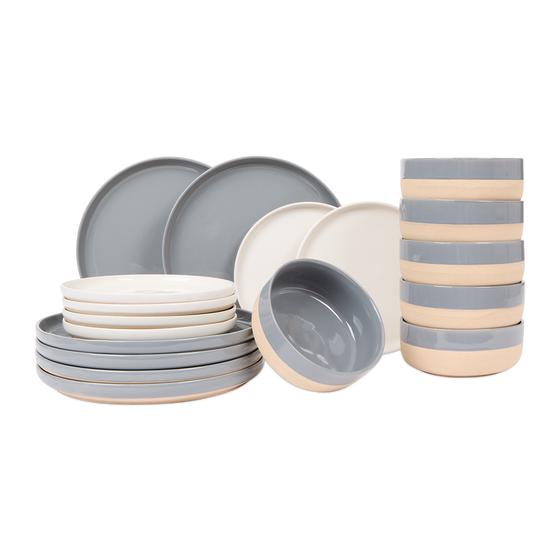 Dinner set Earthy - Grey/beige full set