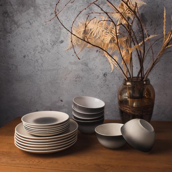 Obsedian dinner set with colour gradient - Anthracite