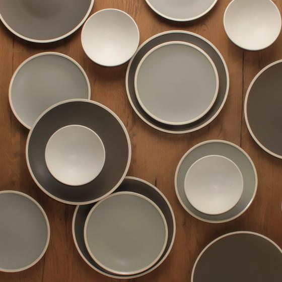 Dinner set Nagoya - Grey/white - top view