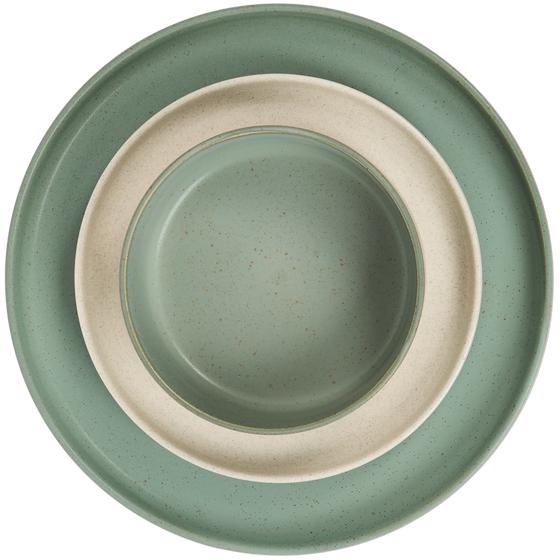 Cove green 18-piece dinner set - bowl and dinner plate from top