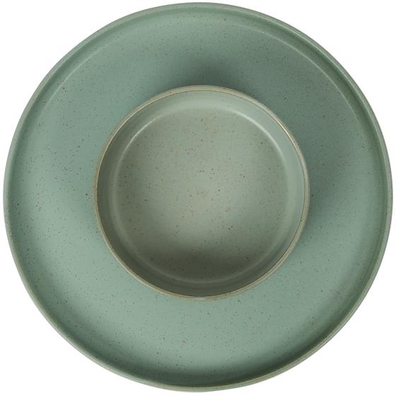 Cove green 18-piece dinner set - side plate and bowl from top