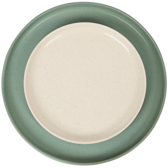 Cove green 18-piece dinner set - side plate and dinner plate from top