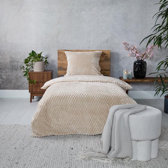 Teddy Hexagon dekbedovertrek - Taupe sfeer