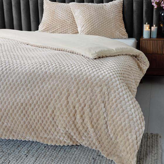 Teddy Hexagon duvet cover 200 x 200 cm - taupe - corner of bed
