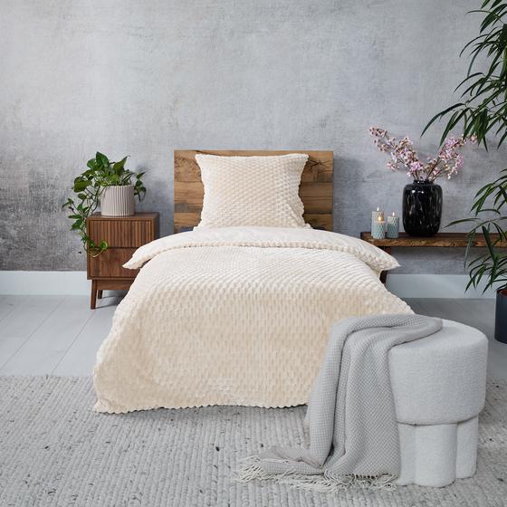 Parure de lit en Teddy Hexagon blanc cassé