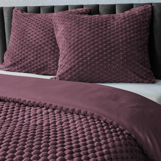 Teddy Hexagon duvet cover 200 x 220 cm - burgundy - pillows