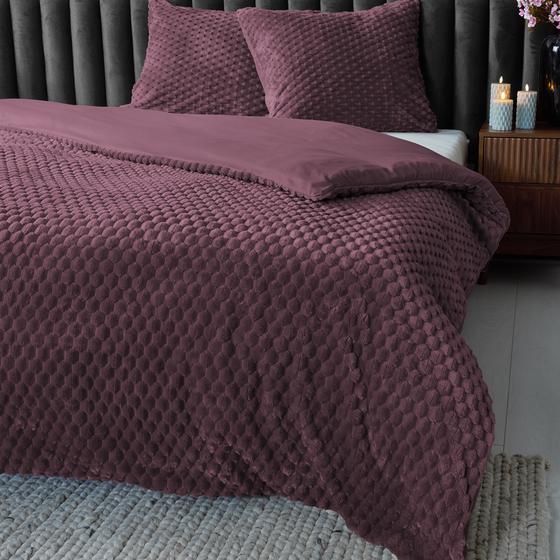 Teddy Hexagon duvet cover 200 x 220 cm - burgundy - corner of bed