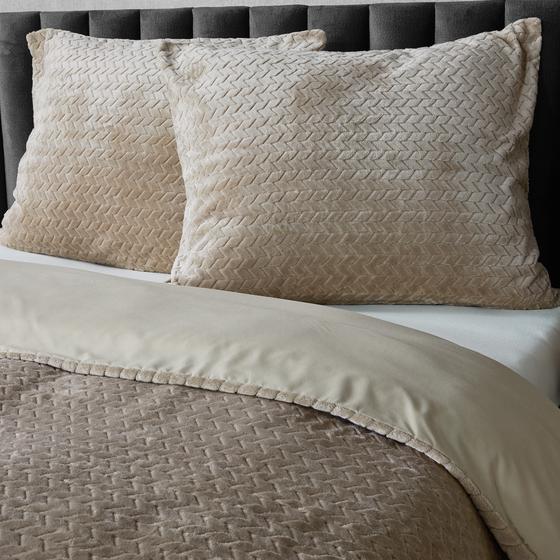 Teddy Herringbone duvet cover - taupe - with 2 pillowcases