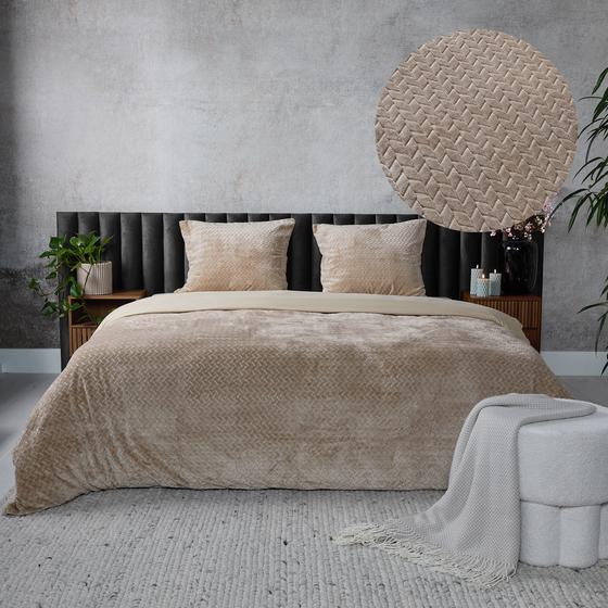 Teddy Herringbone duvet cover - taupe - close-up fabric