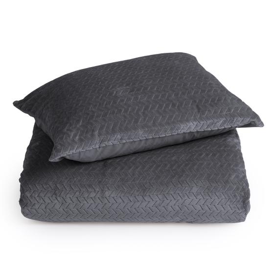 Teddy Herringbone duvet cover - anthracite - with pillowcase