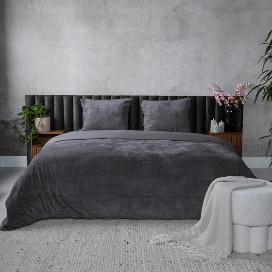 Teddy Herringbone duvet cover - anthracite - in bedroom