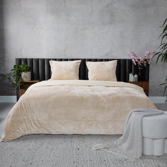 Teddy Herringbone duvet cover - cream white - in bedroom