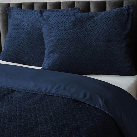 Teddy Herringbone duvet cover - petrol blue - with 2 pillowcases
