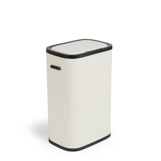 Cream white touch top bin 60L - side view