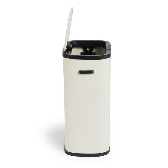 Cream white touch top bin 60L - side view lid open