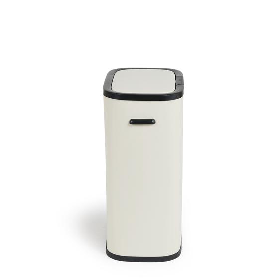 Cream white touch top bin 60L - side view lid closed