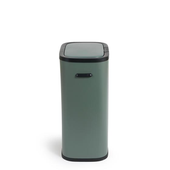Dark green touch top bin 60L - side view lid closed