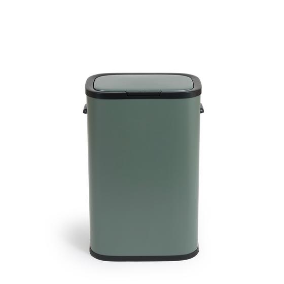 Dark green touch top bin 60L - front view lid closed