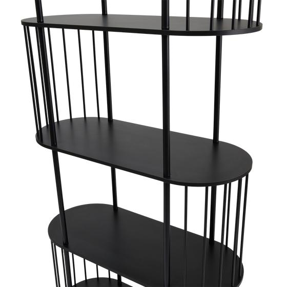 Hoxton 5-tier shelving unit - black - close-up of shelves