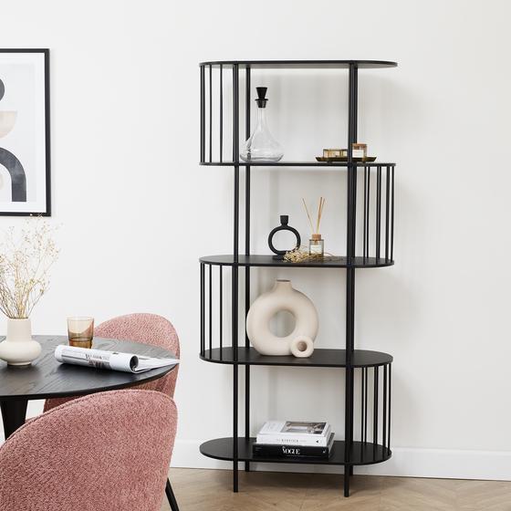 Hoxton 5-tier shelving unit - black - lifestyle image