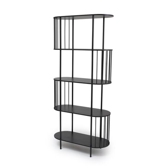 Hoxton 5-tier shelving unit - black - side view left