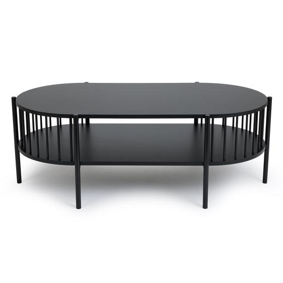 Hoxton black coffee table with 2 shelves